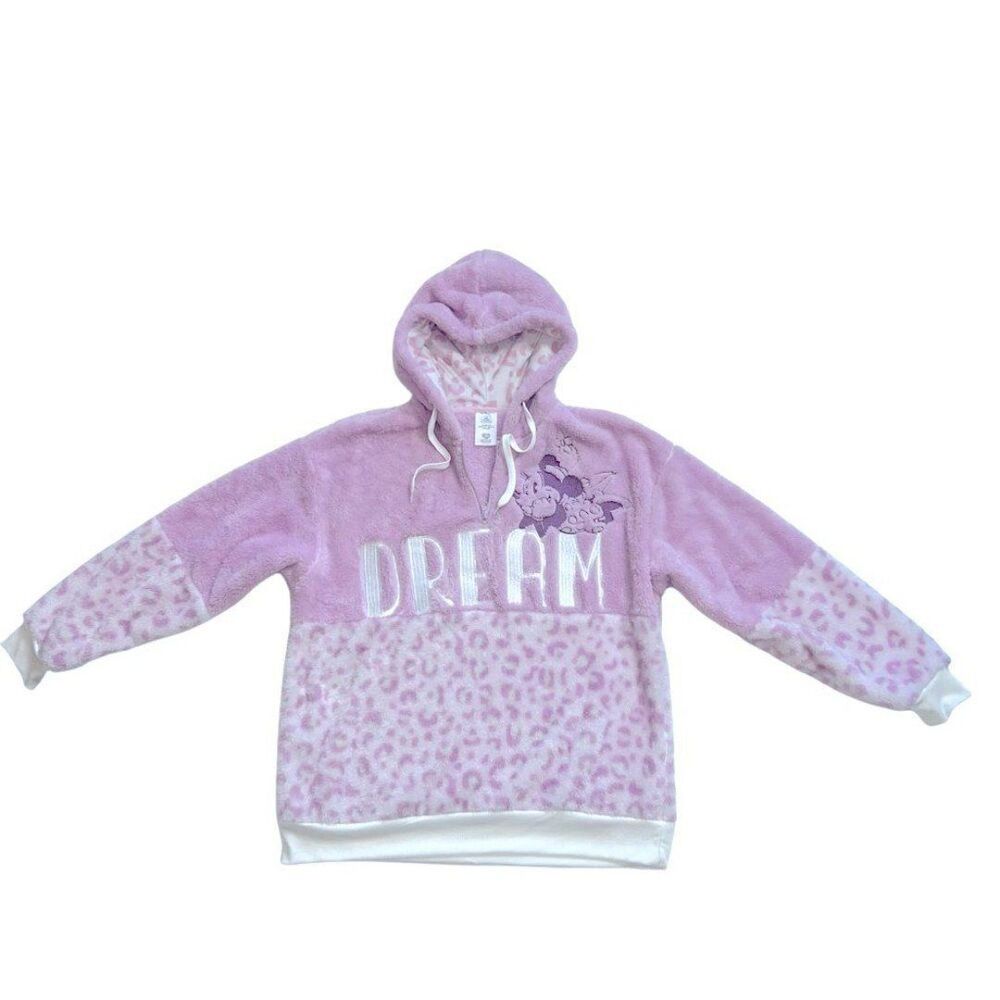 Disney Minnie Mouse 1/2 Zip Hoodie Soft Size L pink‎ Minnie 'Dream Animal Print